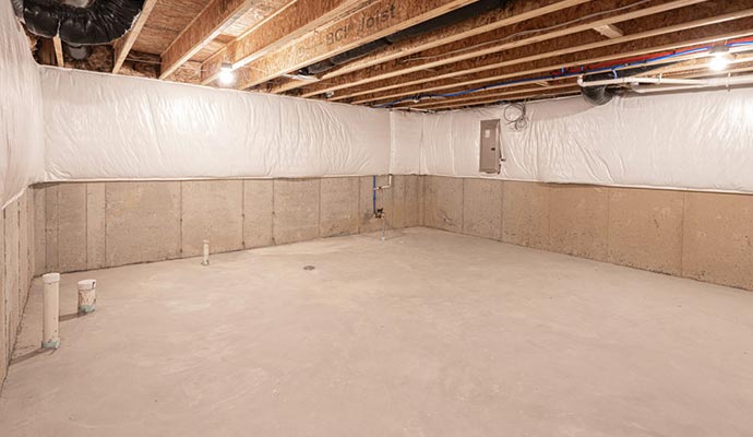 panorama frame interior basement crawl space waterproofing